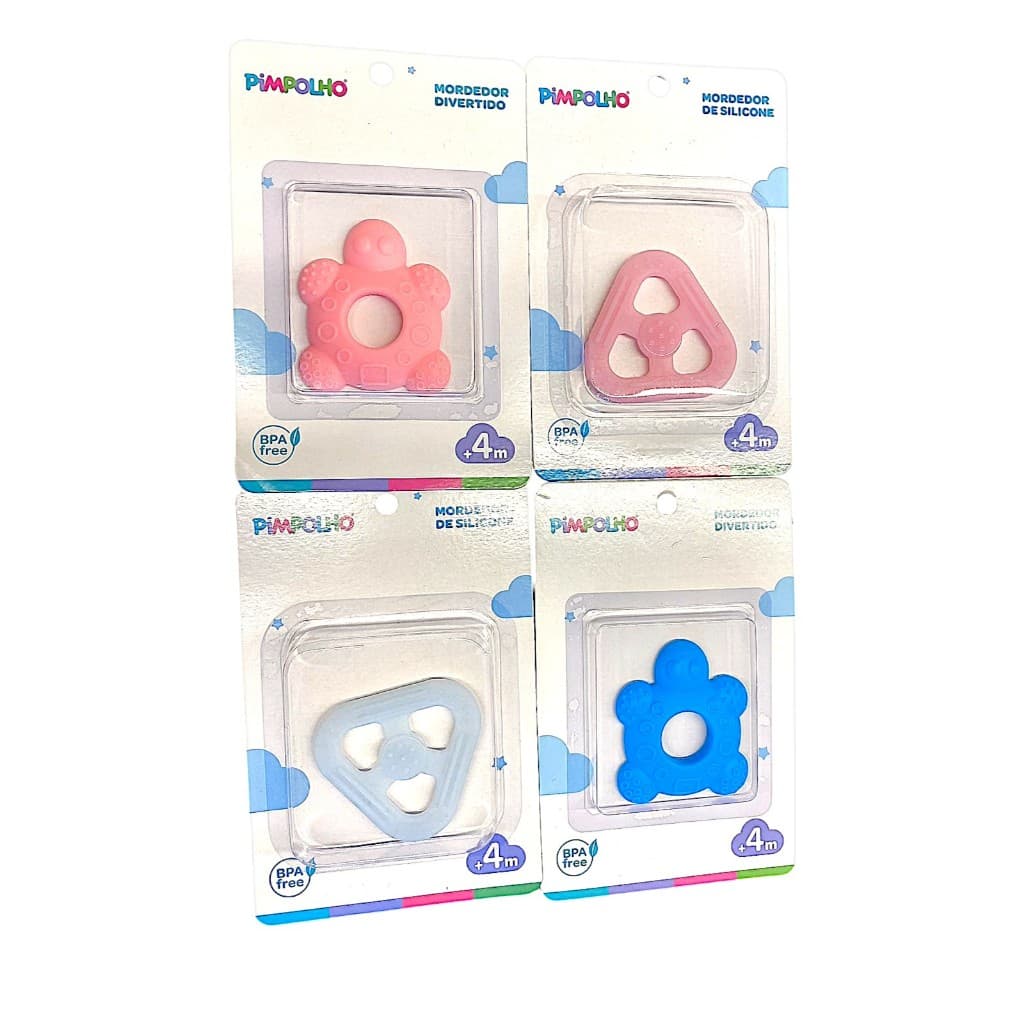 KIT 2 Mordedor de silicone triângulo e tartaruga - Pimpolho