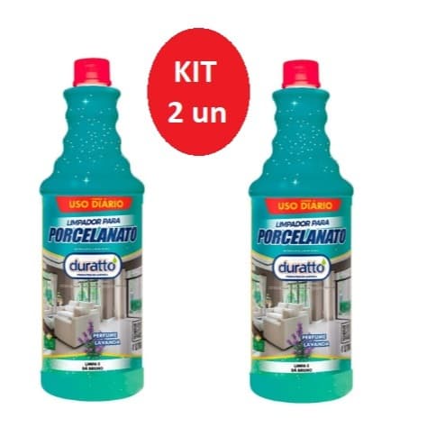KIT 2 Limpador Porcelanato Uso Diário MELHOR PREÇO  Super Concentrado RENDE 20L Lavanda 1L Duratto