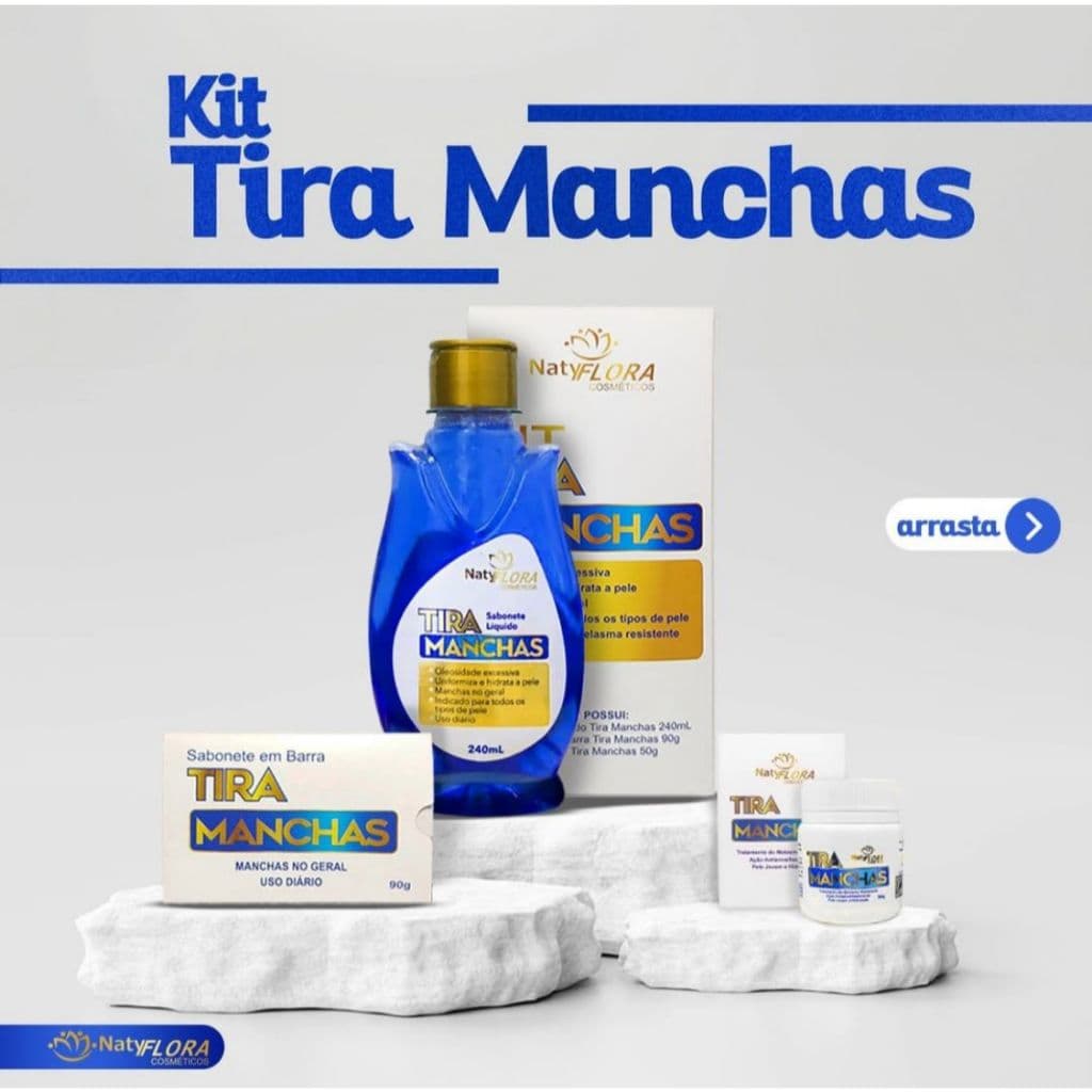 Kit Clareador Tira Manchas NatyFlora 3 Itens de Tratamento para a Pele