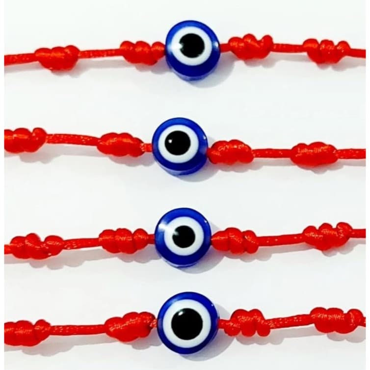 Pulseira vermelha 7 Nós Kabbalah com olho grego contra mal olhado e inveja