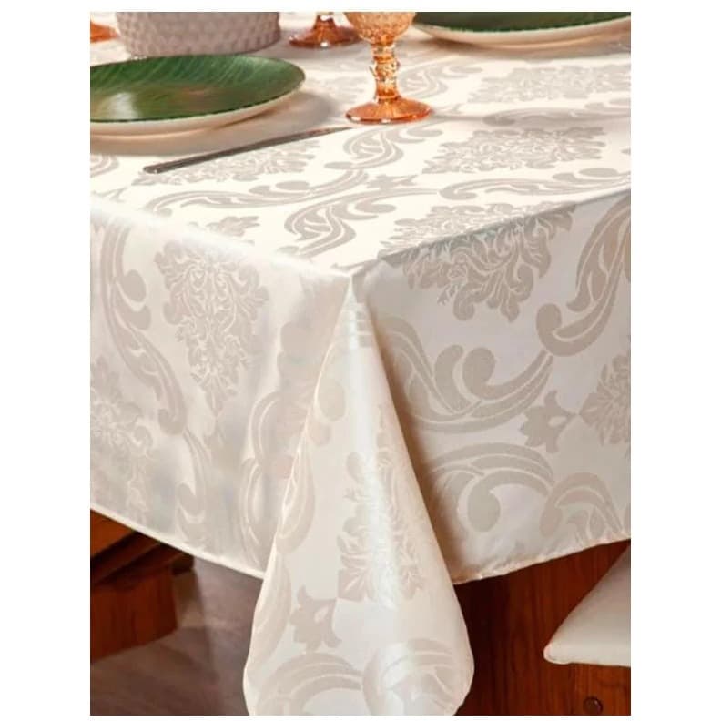 Toalha De Mesa Luxo 6 Lugares Jacquard Tecido Grosso