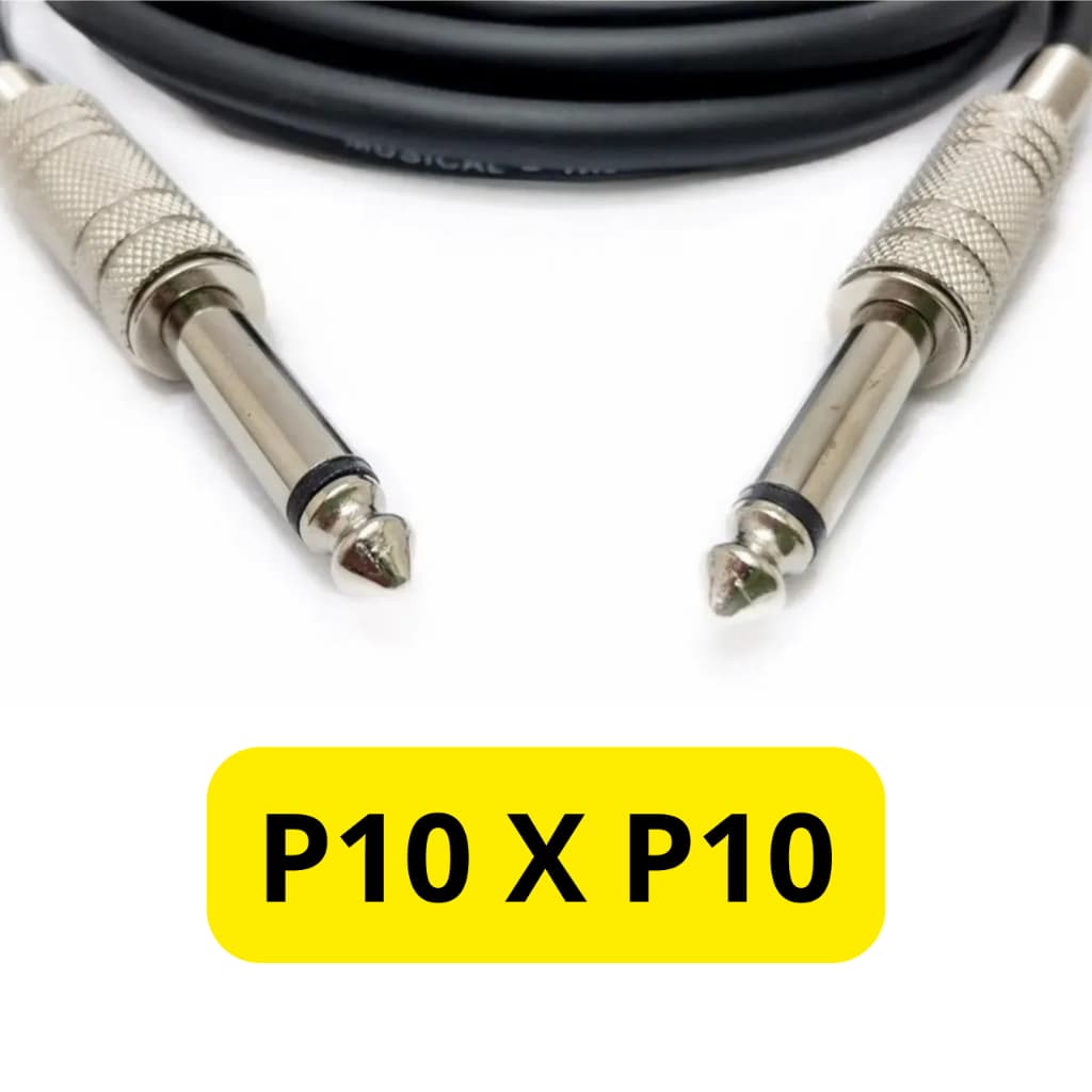Cabo P10 x P10 3 - 5 Metros cabo para Guitarra Violão Baixo instrumentos Caixa Passiva audio igreja P 10 mono