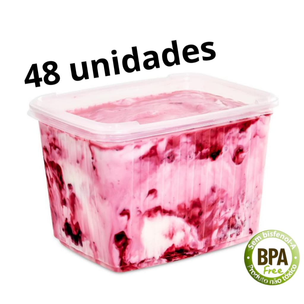 Pote sorvete 2 litros transparente 48 unidades c/ tampa alta vedação BP Potes