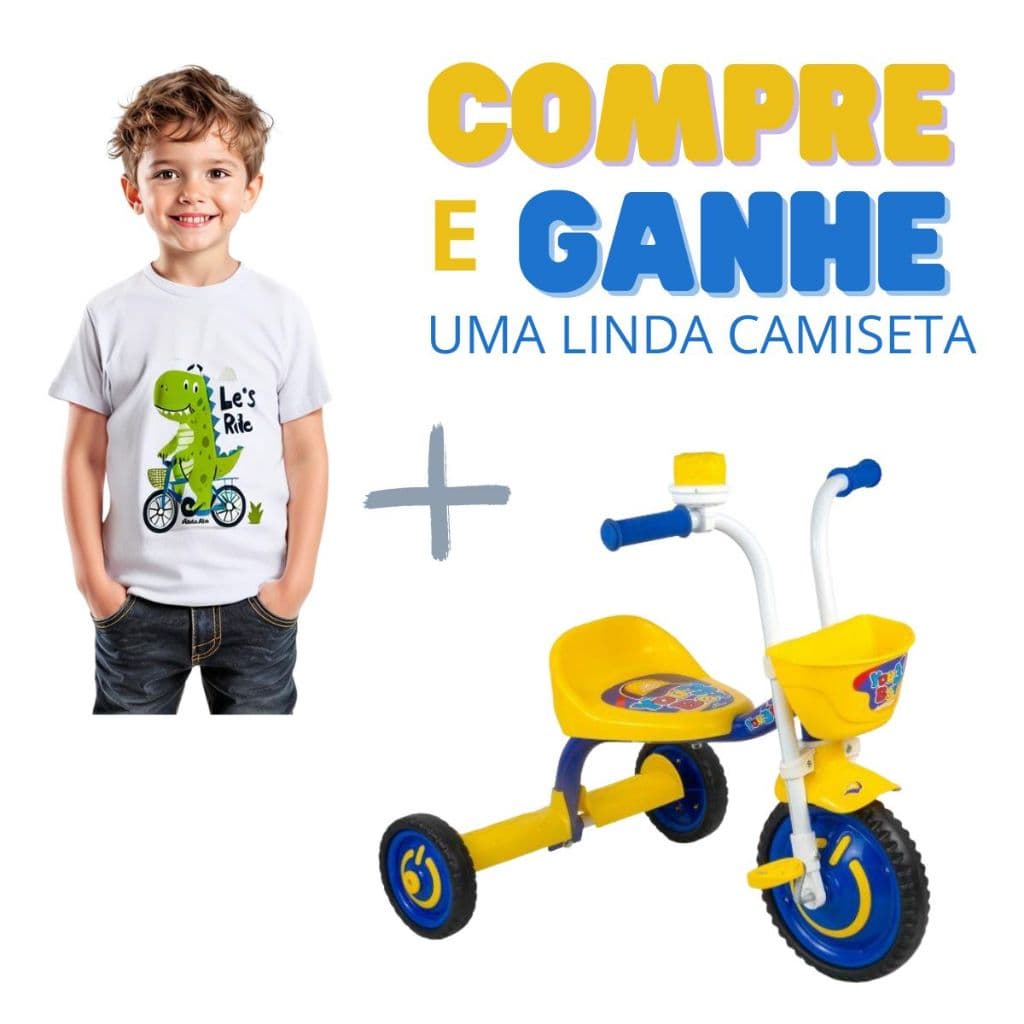 Triciclo Infantil Menino You 3 Boy Nathor com Camisa Brinde