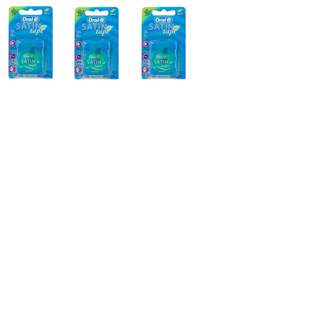 Fio Dental Satin Floss Tape Menta 25m Kit Com 3 Un - Oral-b