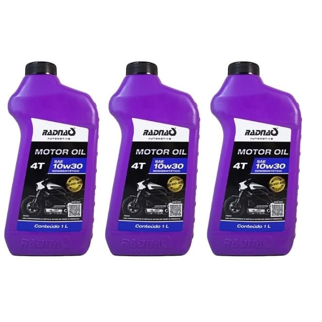 KIT 3 LITROS ÓLEO MOTOR OIL RADNAQ 10W30 4T MOTO