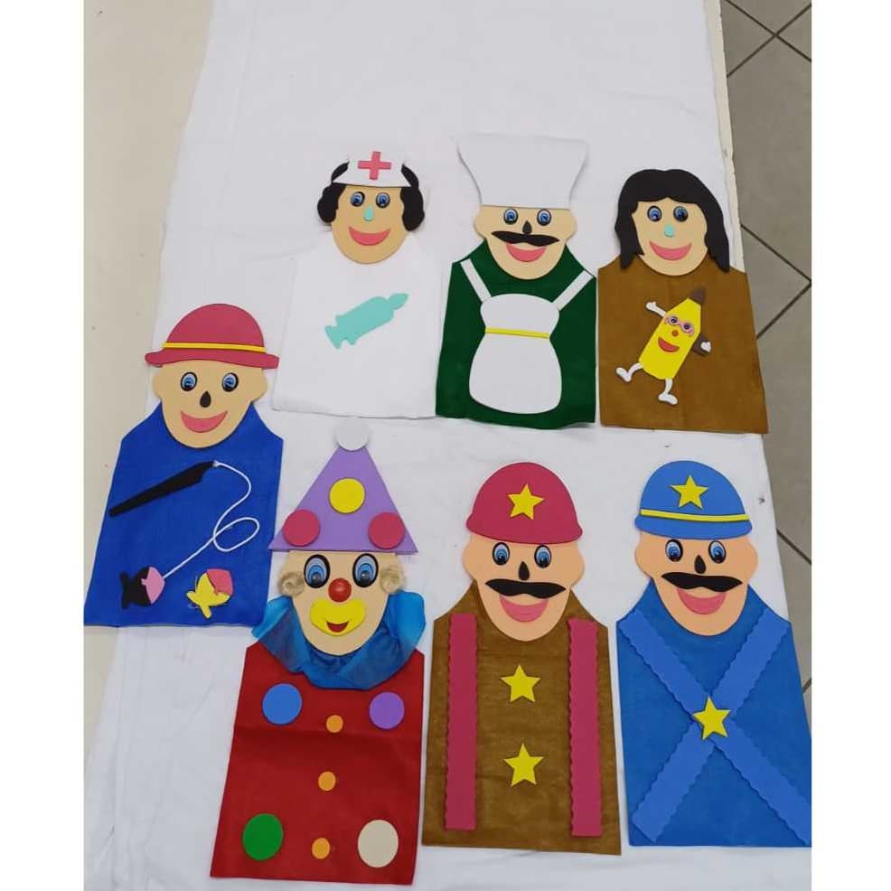 Fantoches Profissões Feltro - 1357 - Kit com 7 Personagens - Carlu Brinquedos