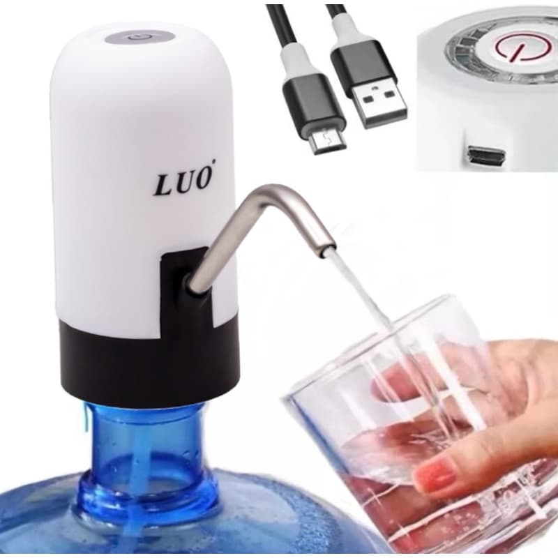 Dispensador De Água Inteligente Portátil Recarregavel Luo Branco/Preto