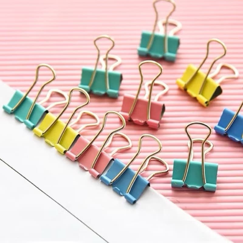 Clips Binder Prendedor Para Papel Coloridos 25mm Com 48 Peças