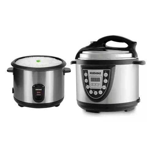 Panela de Pressão Elétrica 5L + Panela de Arroz 1,5L Ideal para Família