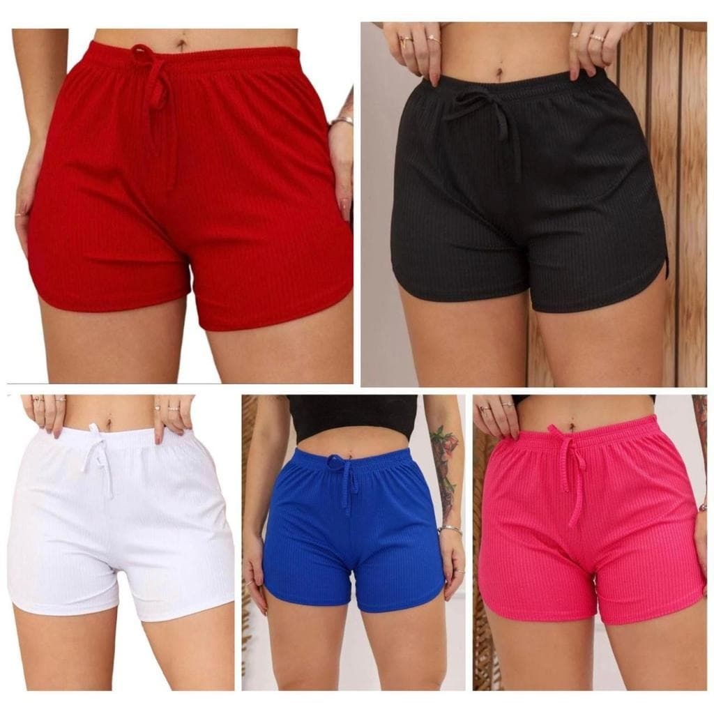 KIT COM 5 SHORTS  MALHA CANELADA COMFORTO E QUALIDADE PARA SEU USO DIARIO