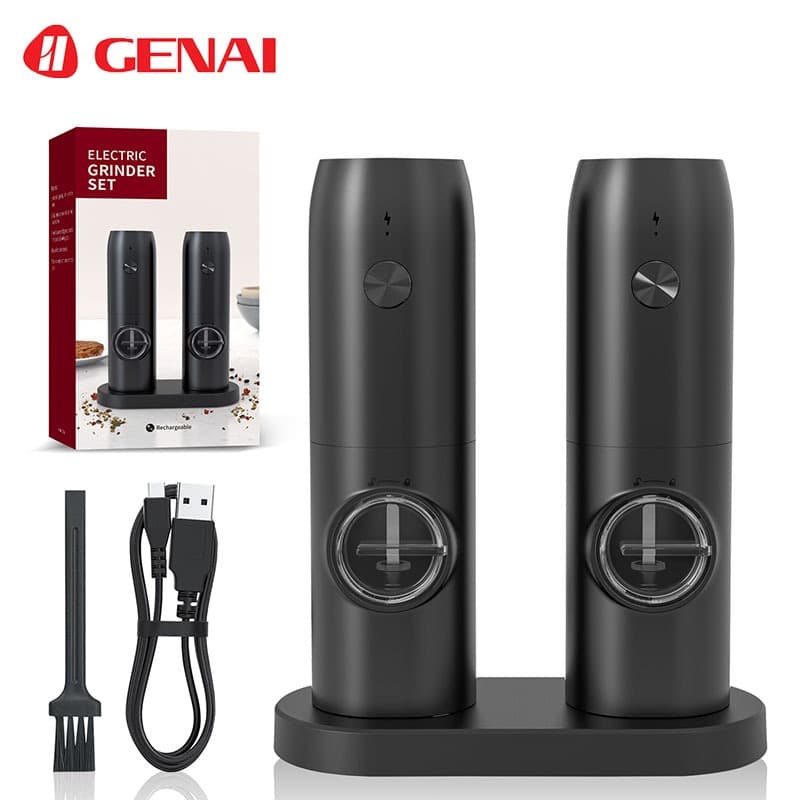 【GENAI】Moedor de especiarias com 2 unidades Moedor de pimenta elétrico tempero pimenta sal