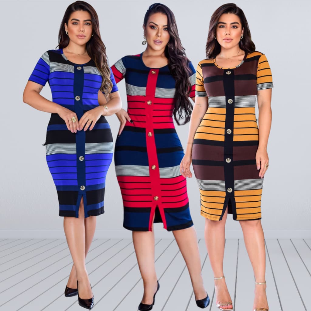 Vestido Midi Abaixo do Joelho Fenda Malha Premium