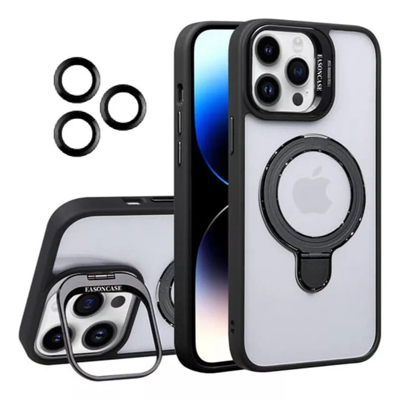 Case Capa Capinha com Suporte Magsafe Película de Câmera para iPhone 11 12 13 14 15 Pro Promax