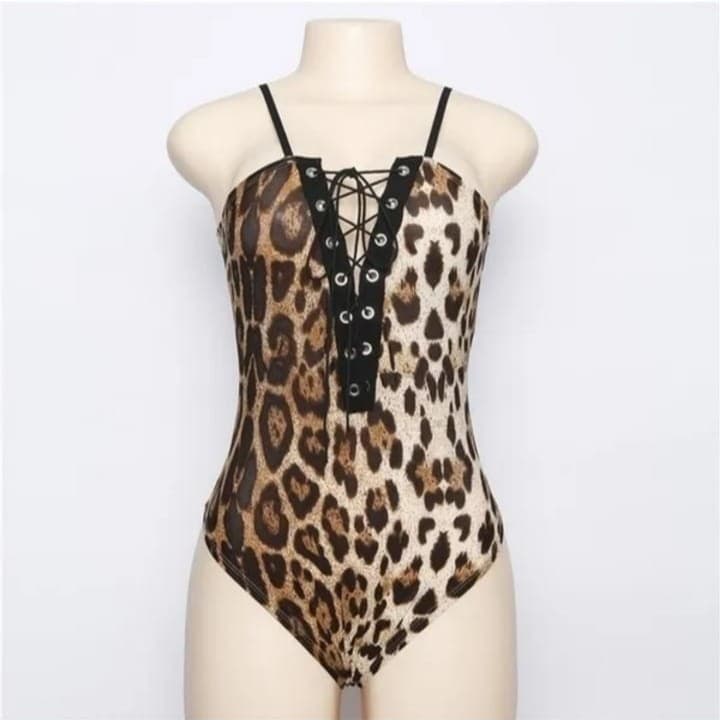 Body Feminino Oncinha Animal Print - Tam. P - Novo