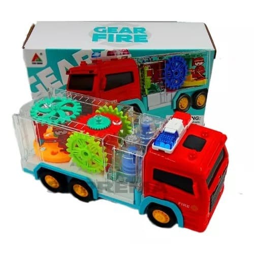 Brinquedo Carrinho Caminhão Bombeiro Infantil Musical Engrenagens Transparente C Luze E Som- Virtual Shopg