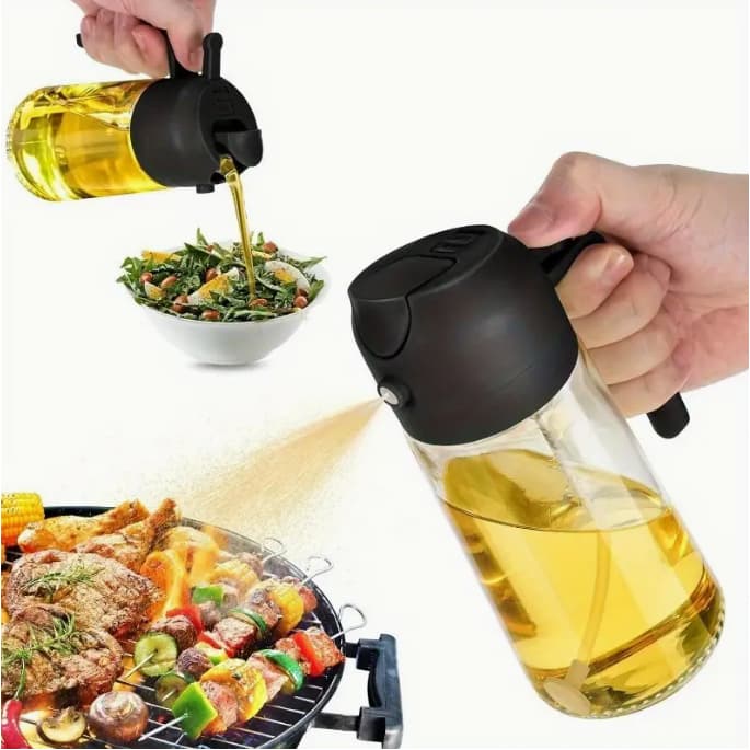 100ML/200ML/470ML Spray Borrifador Dosador 2 em 1 Para Azeite Vinagre Oléo Vidro Modelo Galheteiro Cozinha