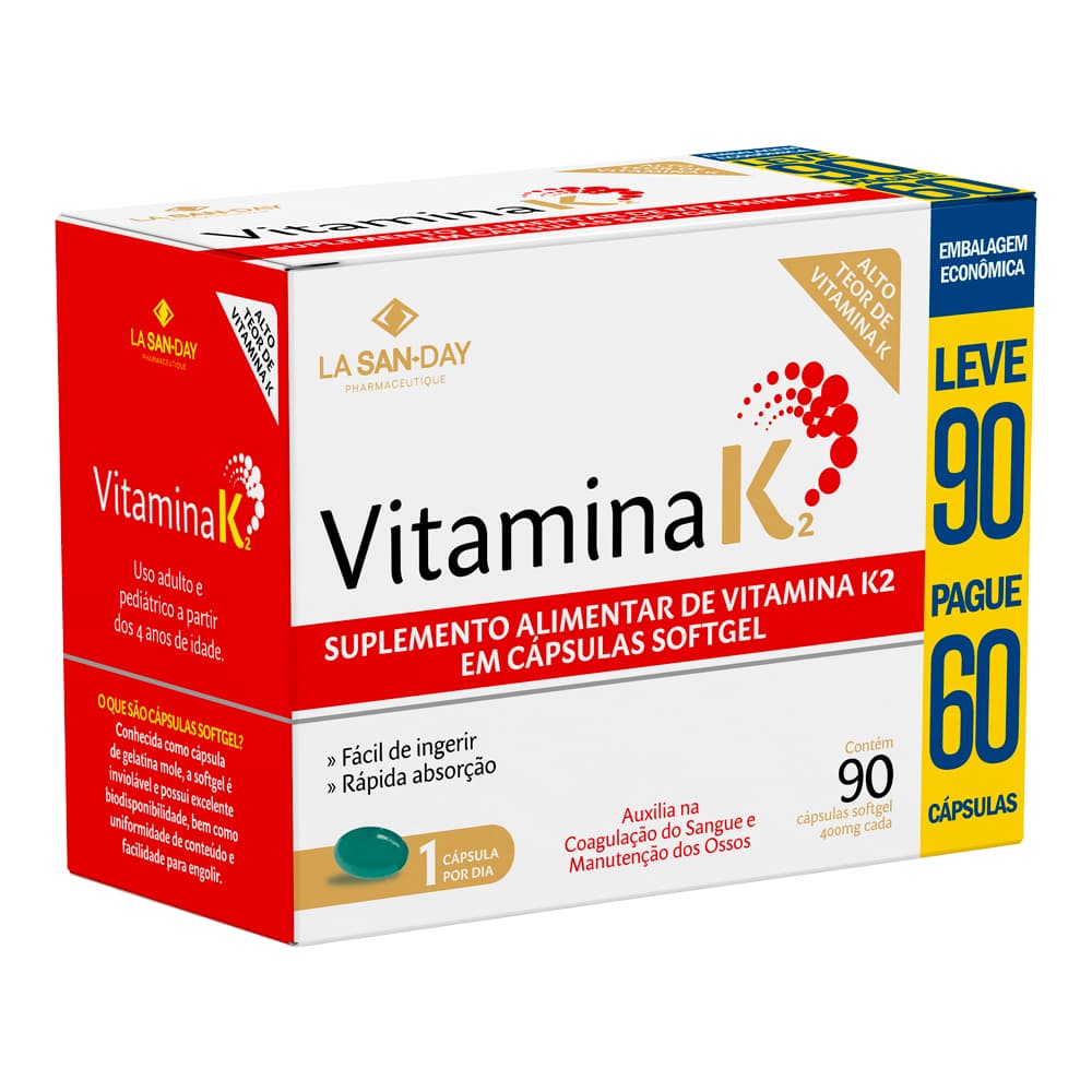Vitamina K2 - 90 Cápsulas - La San Day