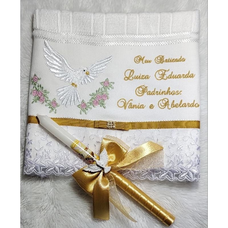 kit Toalha para Batizado e Vela para Batizado/Toalha de batizado "ENVIO RÁPIDO"