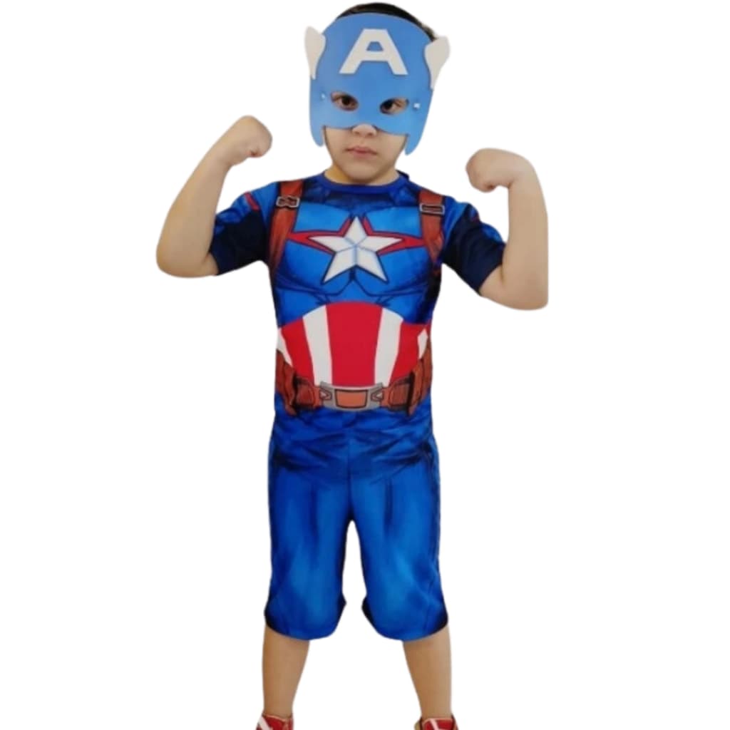 Fantasia Infantil Capitão América Herói Para Meninos Confortável