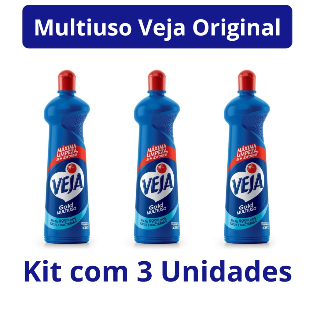 Kit 3 Veja Limpador Multiuso Original Frascos com 500ml