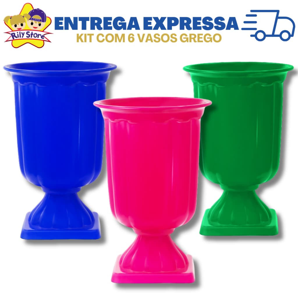 Kit Com 6 Unidades Vaso Grego Diversas Cores