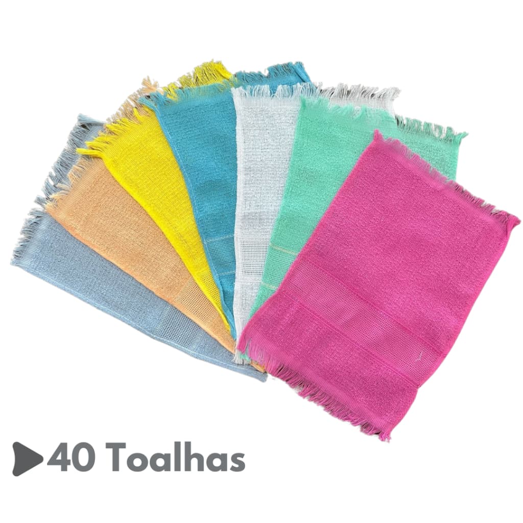 Kit 40 Toalhinha de Mão Social Lisa 22x32cm 100% Algodão Toalha Academia