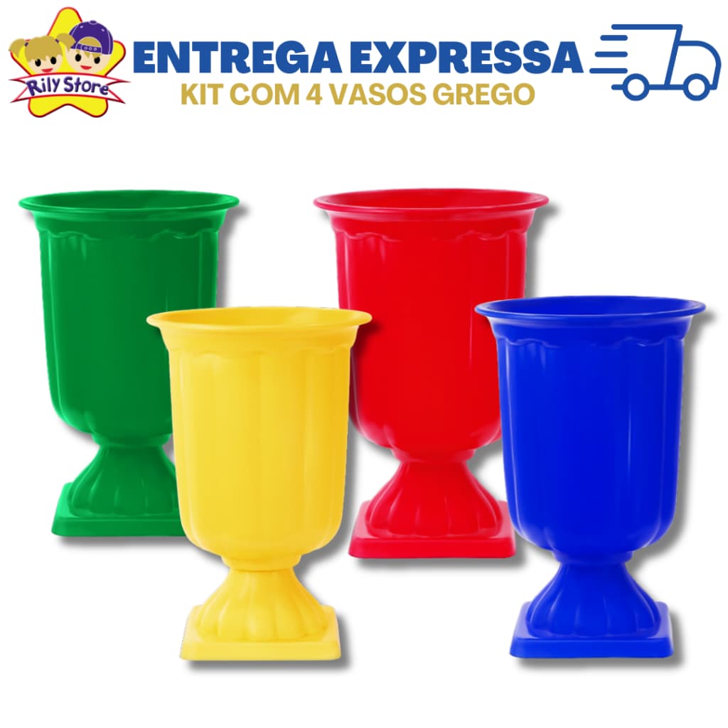 Kit Com 4 Unidades Vaso Grego Diversas Cores