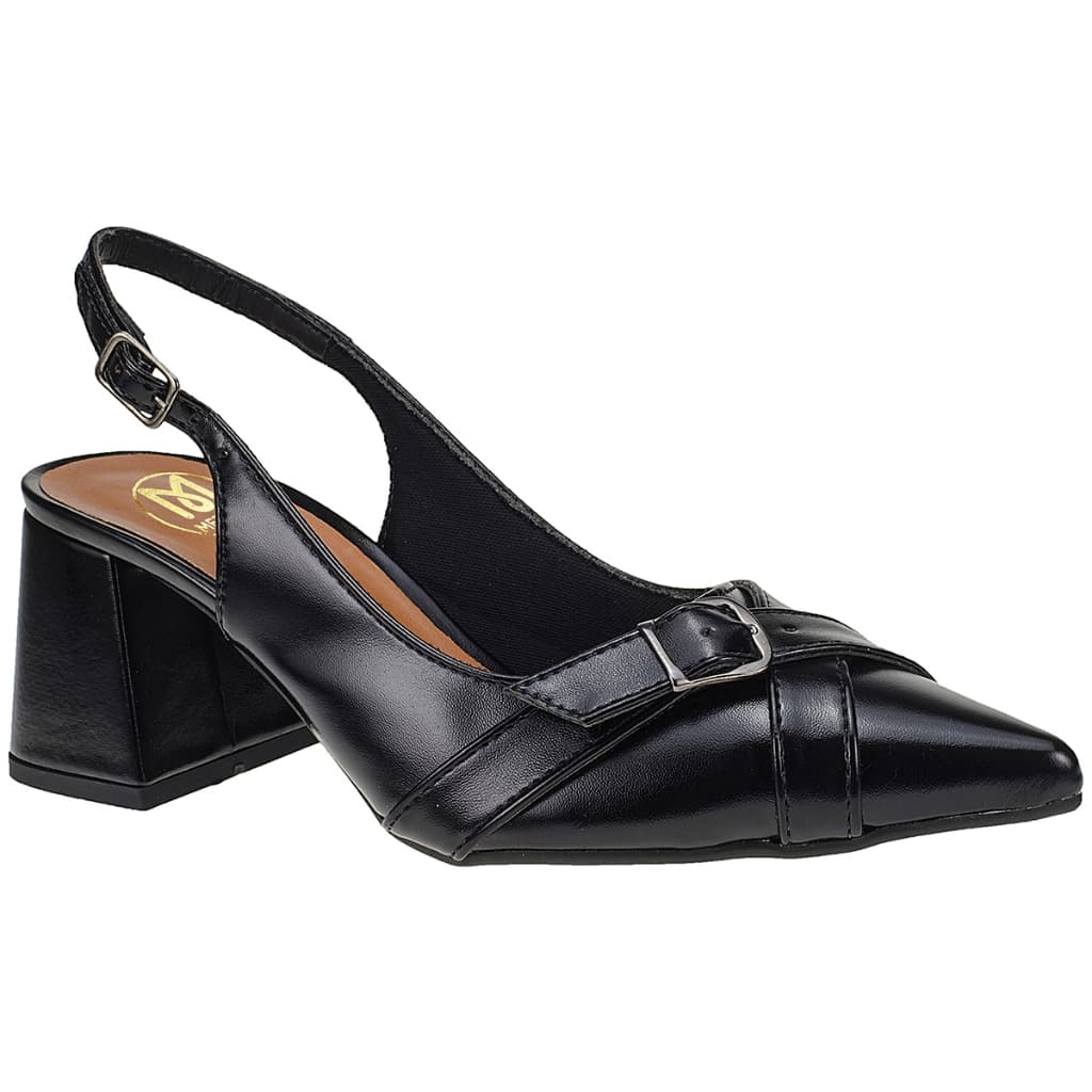 Scarpin Fivela Slingback Salto Medio Quadrado Tendência Fivela Ajustável Moda 18103