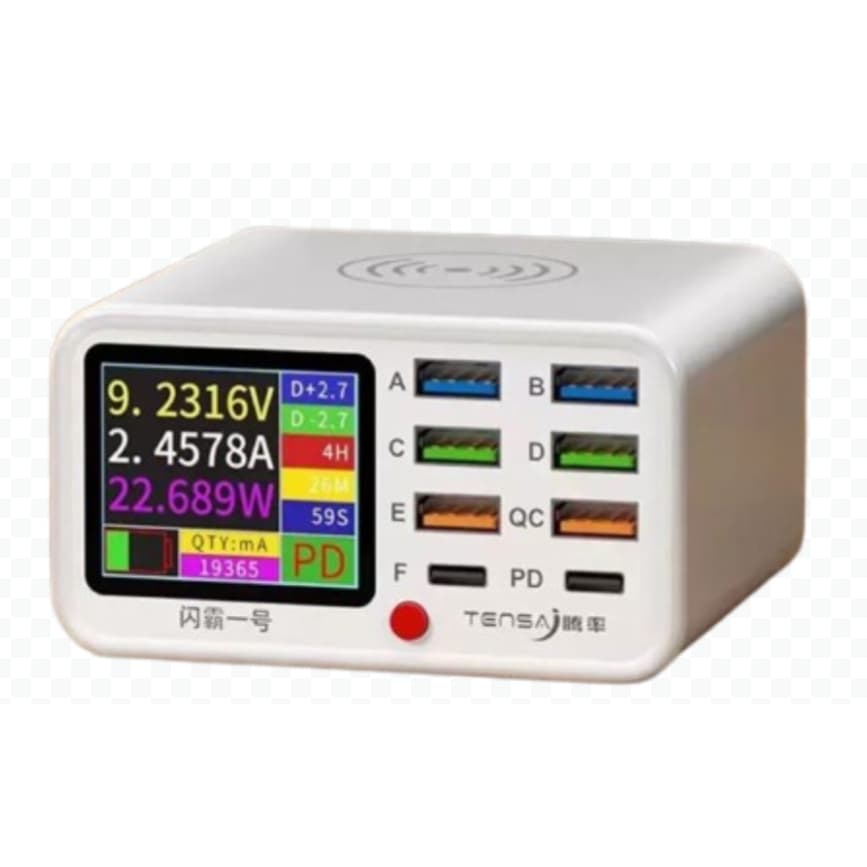 Carregador USB multiporta QC3.0 carregamento rápido PD20W carregamento rápido carregamento sem fio carregador de display