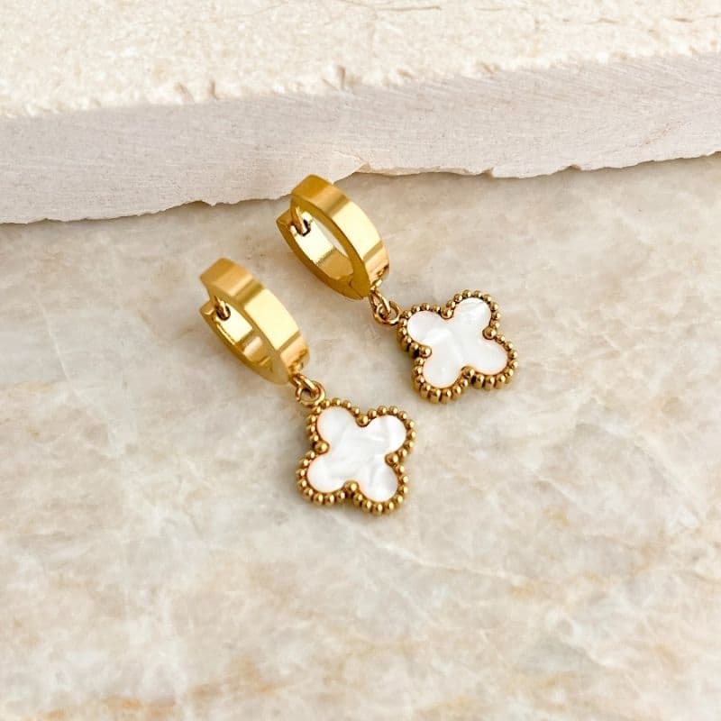 Brinco Argola Pingente Trevo Aço Inoxidável Estilo Moda Feminina Inspiração Virgínia Blogueiras