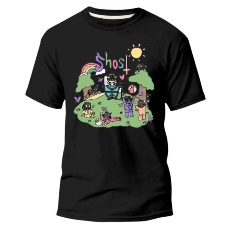 Camiseta Camisa Unissex Banda Rock Ghost Fofa Algodão Premium Estampada Slim Estilosa Gola Redonda Dia a Dia Passeio