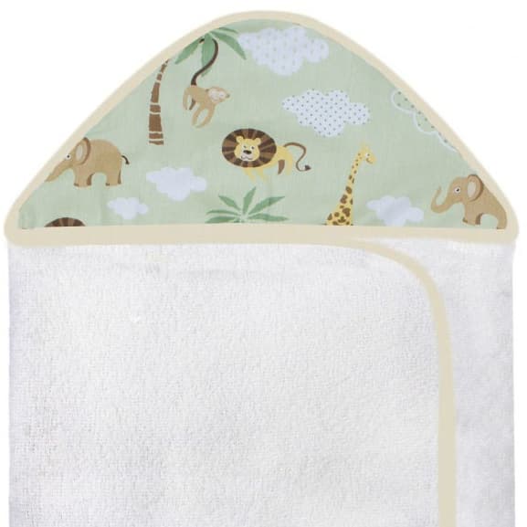 Toalha Com Capuz Estampado Floresta Bichinhos Forrada Com Tecido Toalha Fralda 100% Algodão