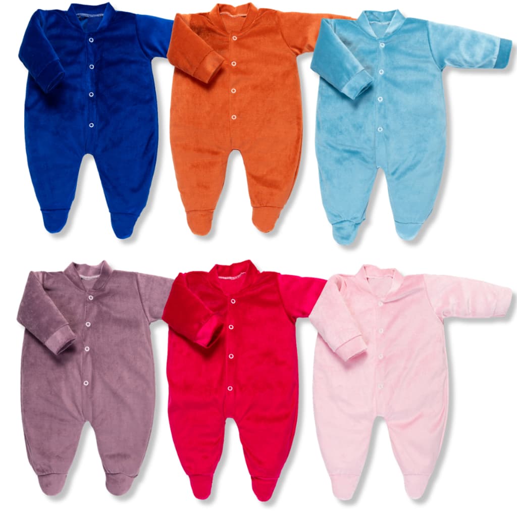 Kit 3 Peças Macacão Plush Bebe Veludo Macio Menina E Menino
