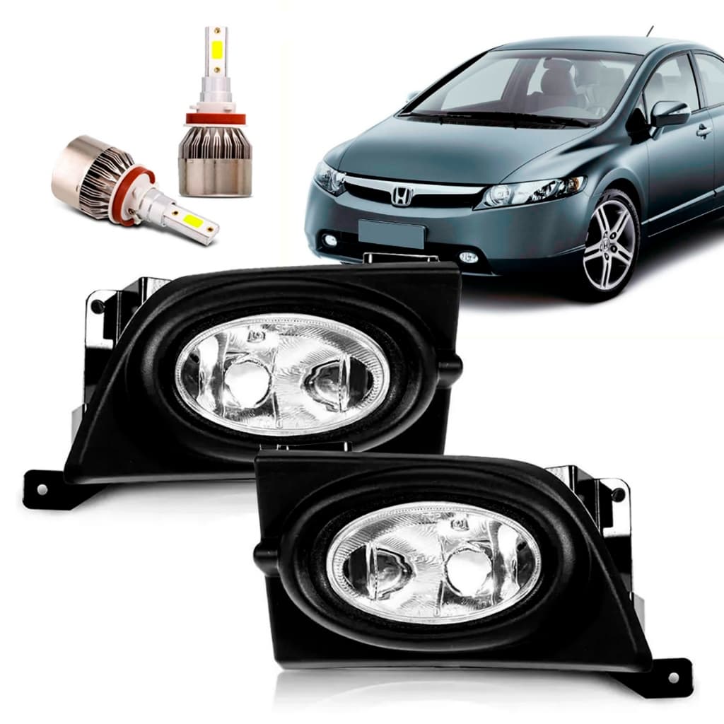 Par Farol Milha Neblina Civic 2007 2008 C/ Super Led