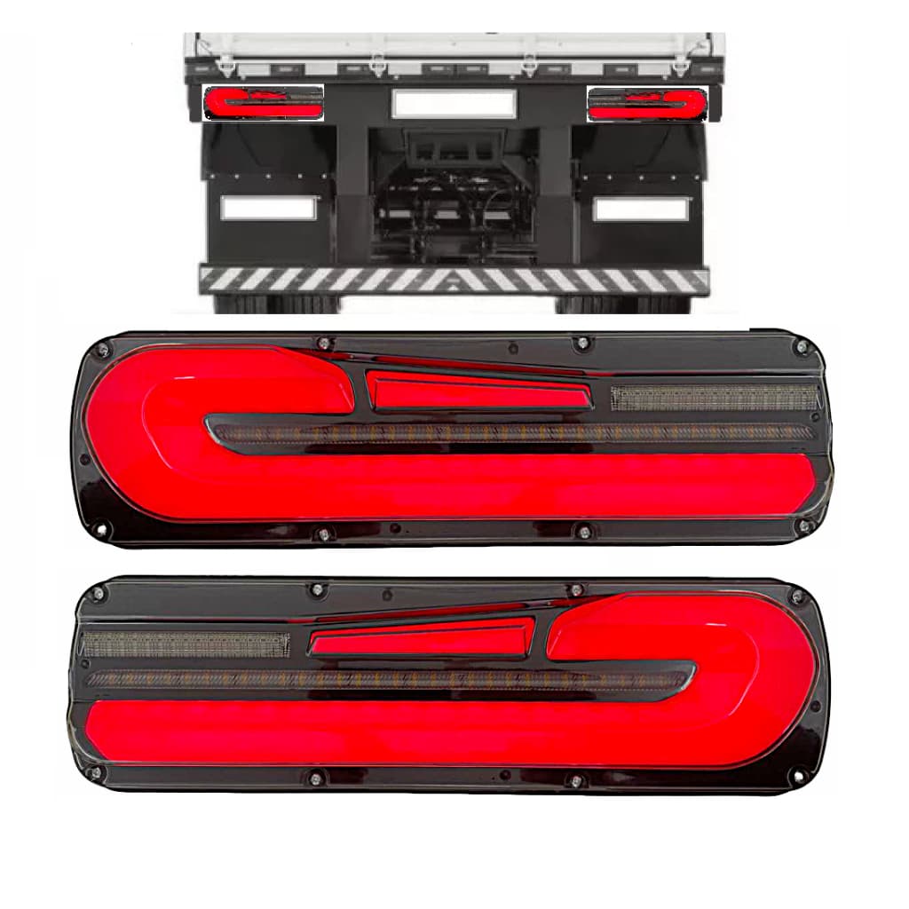 Par Lanterna 46cm 12/24V LED Seta Sequêncial Para Caminhões Carretas KLX Qualidade e Inovação