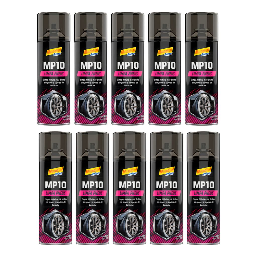Kit 10x Limpa Pneu Spray Pretinho Revitaliza Hidrata Brilho