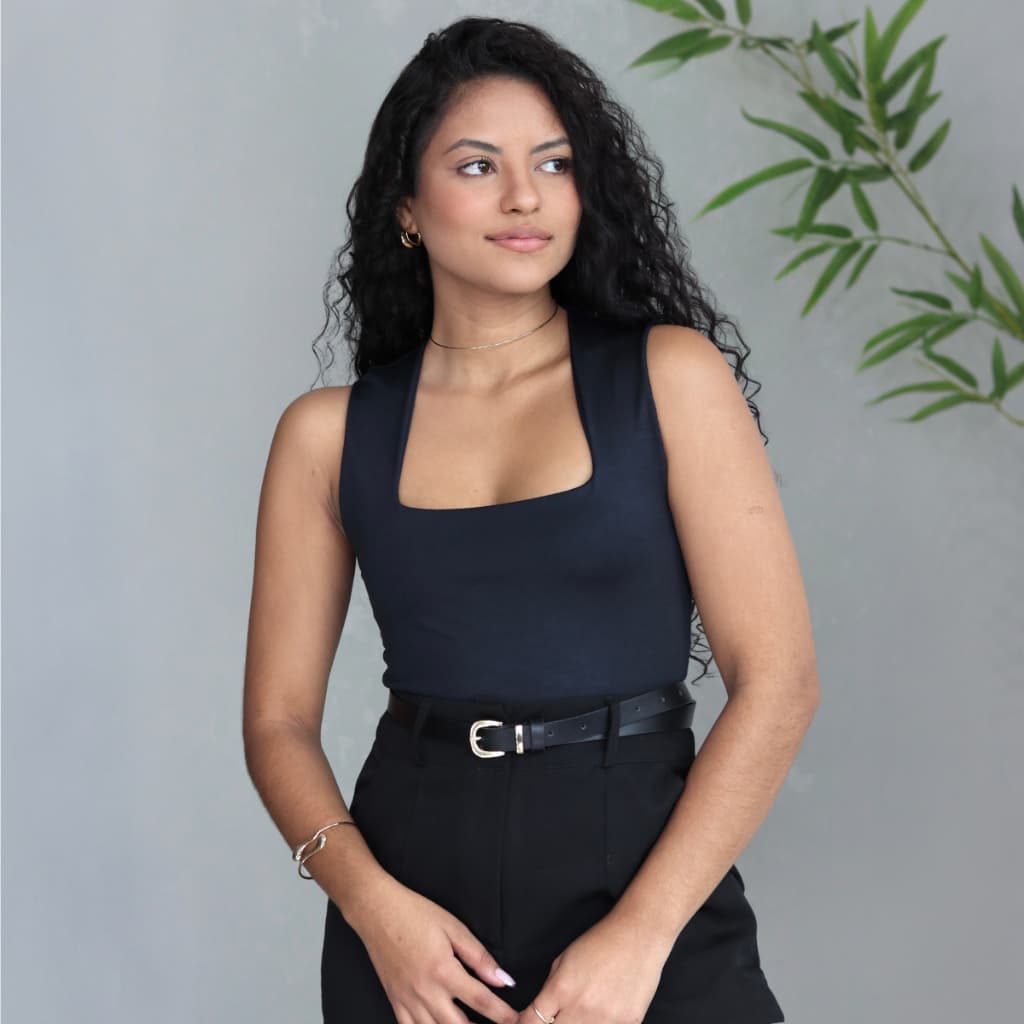 Body Feminino Decote Quadrado Alça Larga Regata Suplex Casual
