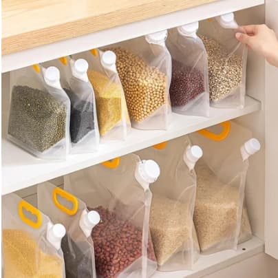 saco de armazenamento de cozinha grão à prova de umidade saco selado à prova de insetos transparente portátil saco de ar