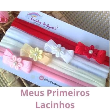 Faixinhas para recém nascida menina , kit 4 ou 6  laços enxoval confortávél em meia de seda slin Kit Primeiros Laços