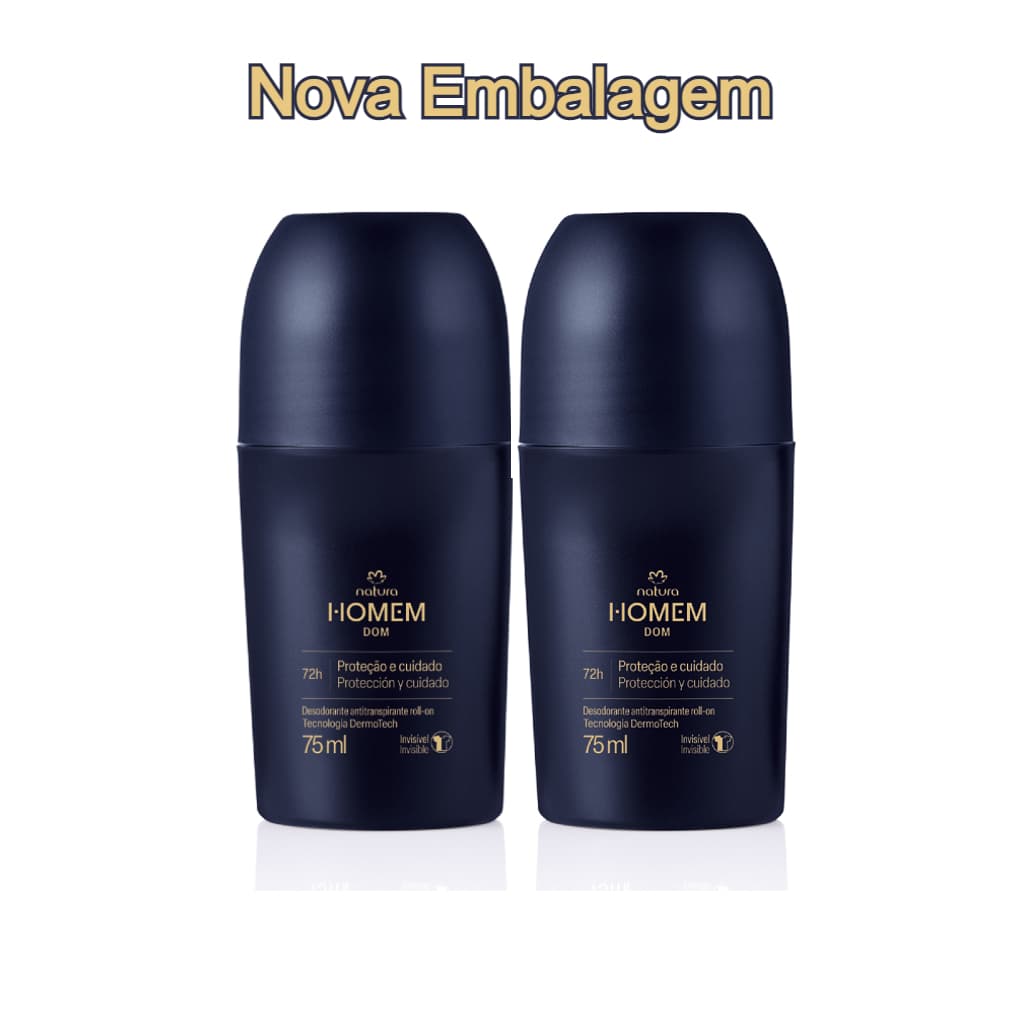 Kit 02 Natura Desodorantes Antitranspirantes Roll-On Homem Dom - 75 ml