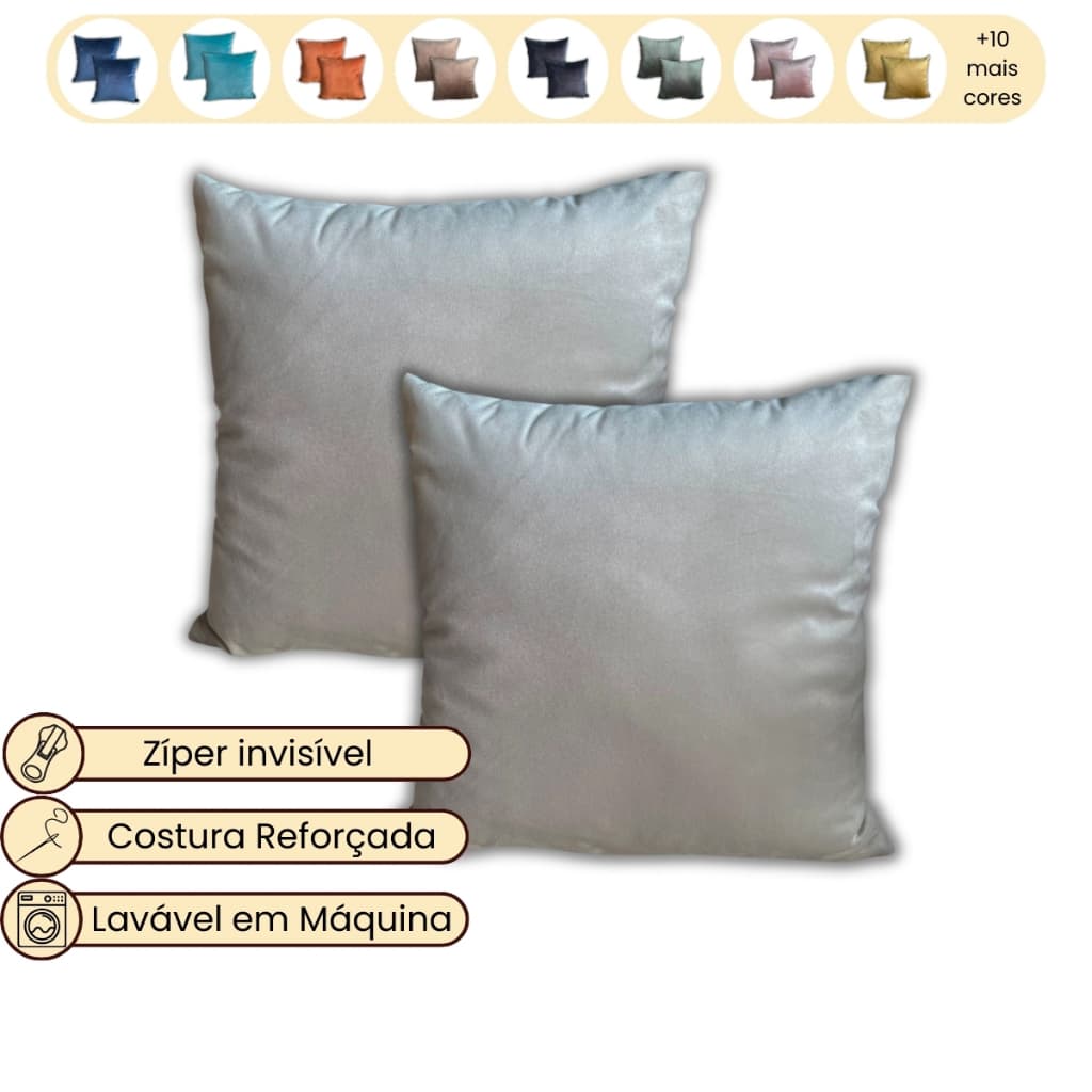 Kit de 2 Capas de Almofadas Decorativas em Veludo 45x45cm Lisas Bege Palha para Sofá ou Cama