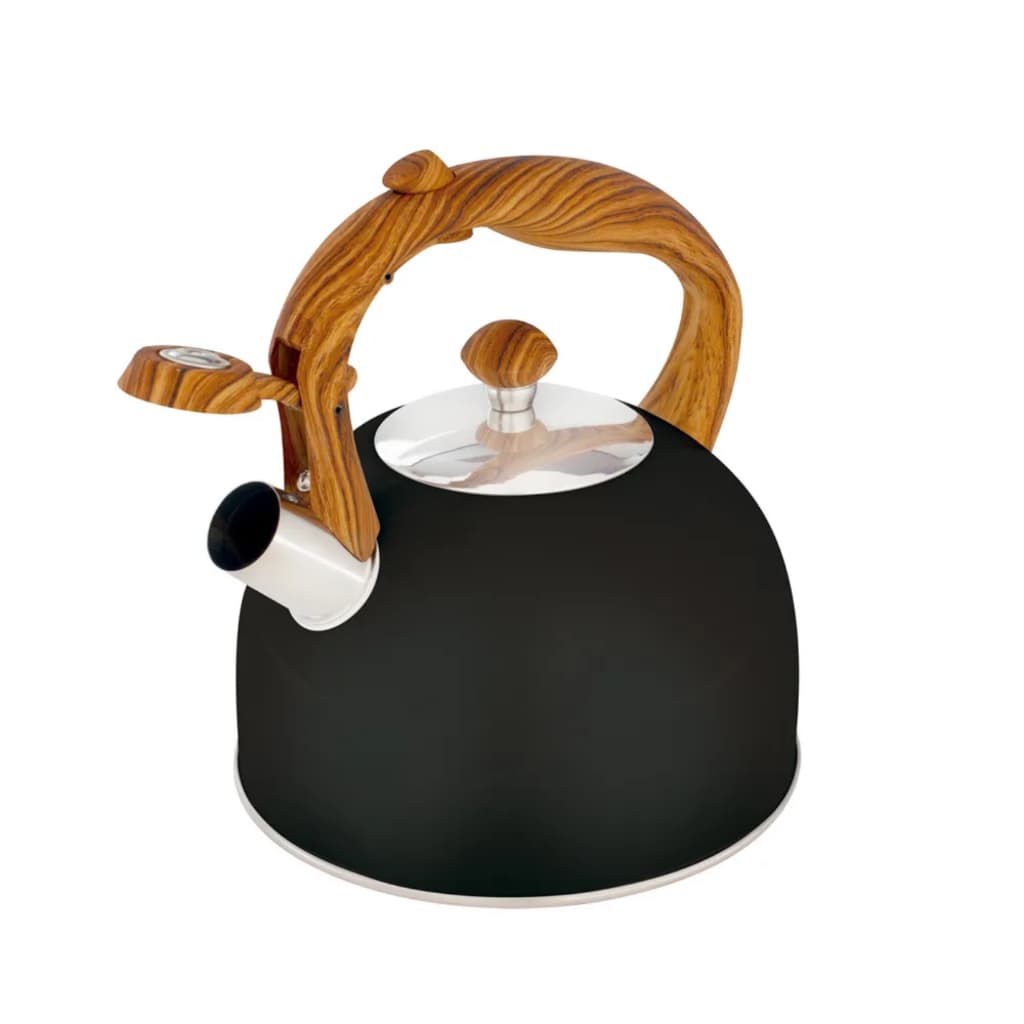 Chaleira Wood Mor 2,5 Litros Cabo Amadeirado Preta Aço Inox Premium