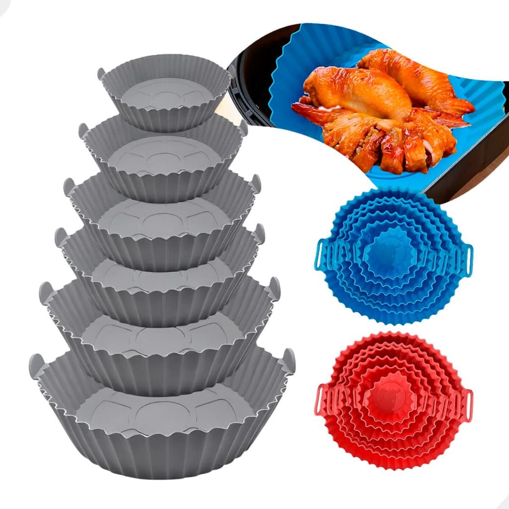 Kit 6 Forma Silicone Forro Reutilizável Air Fryer Fritadeira