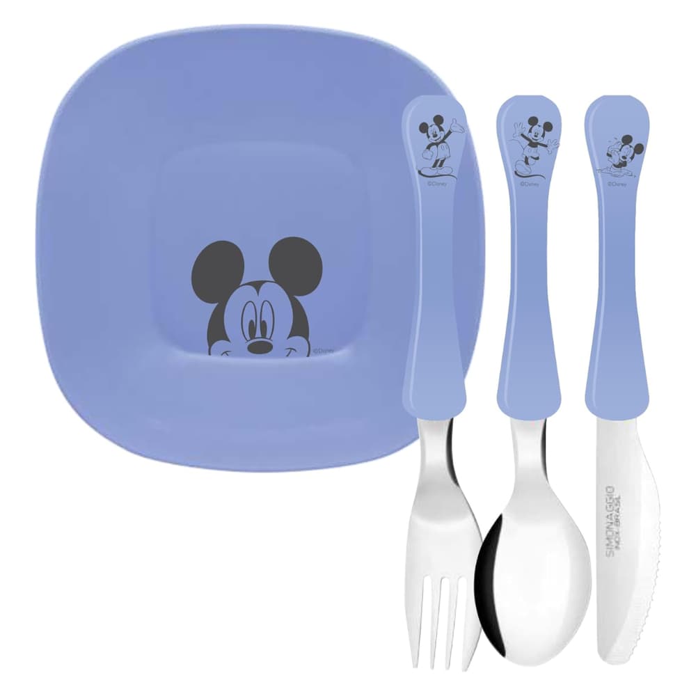 Kit Infantil Para Refeição - Talheres e 2 Pratos Mickey Disney
