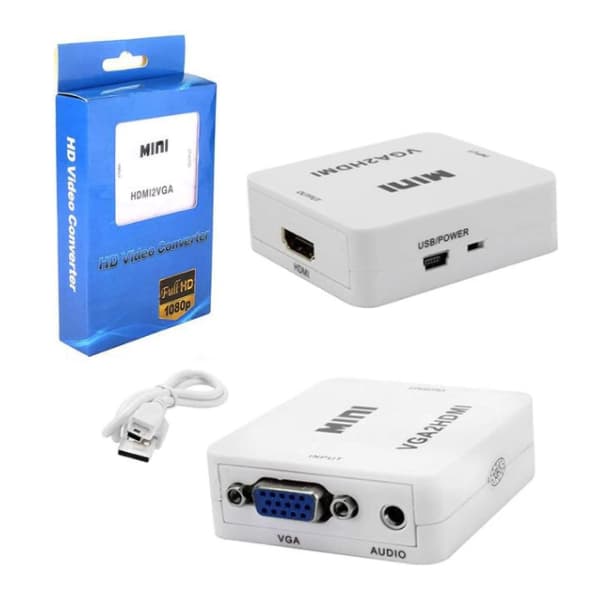 Mini Conversor Adaptador HDMI para VGA + Áudio