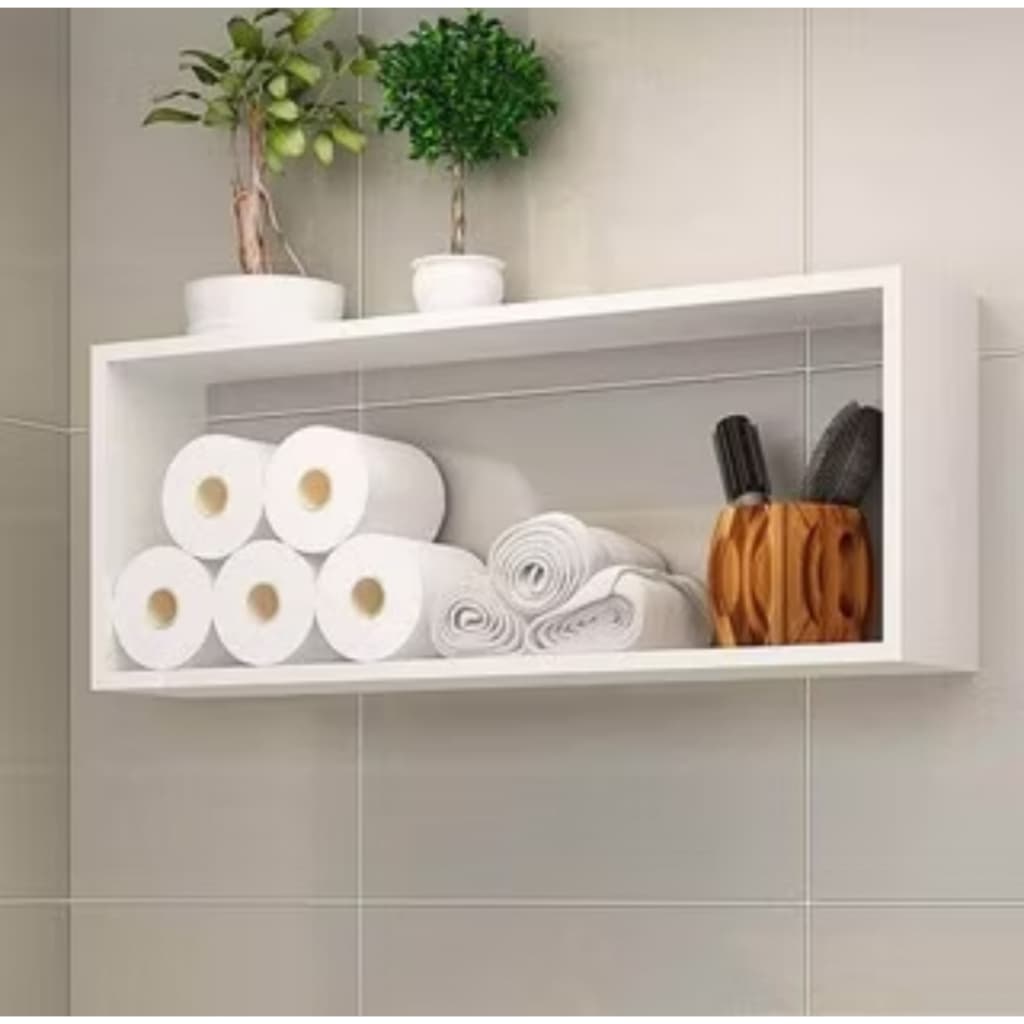 Nicho retangular 60x25x10cm branco, uma unidade, decoração p/ banheiro, quarto, sala, cozinha
