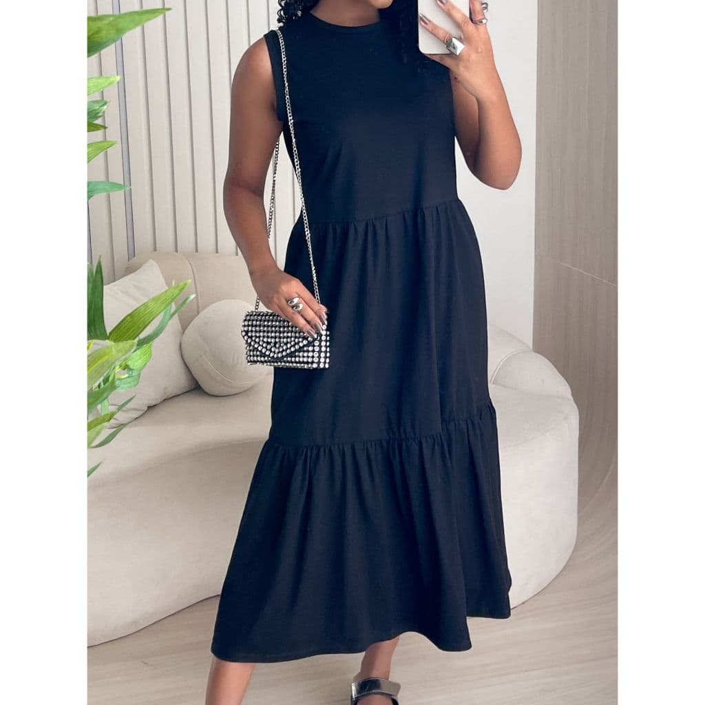 Regata Vestido 2 Babados 100% Algodão Moda Boho