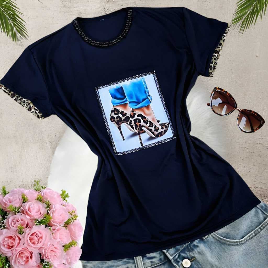 Camiseta Feminina T-Shirt Blusa Luxo Estampada Manga Curta Roupa Plus Size Baby Look P M G GG XG e G1