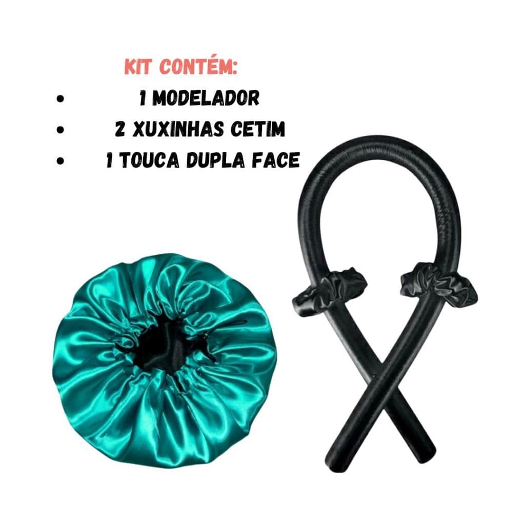 Kit Modelador Cachos + Xuxinha + Touca Cetim